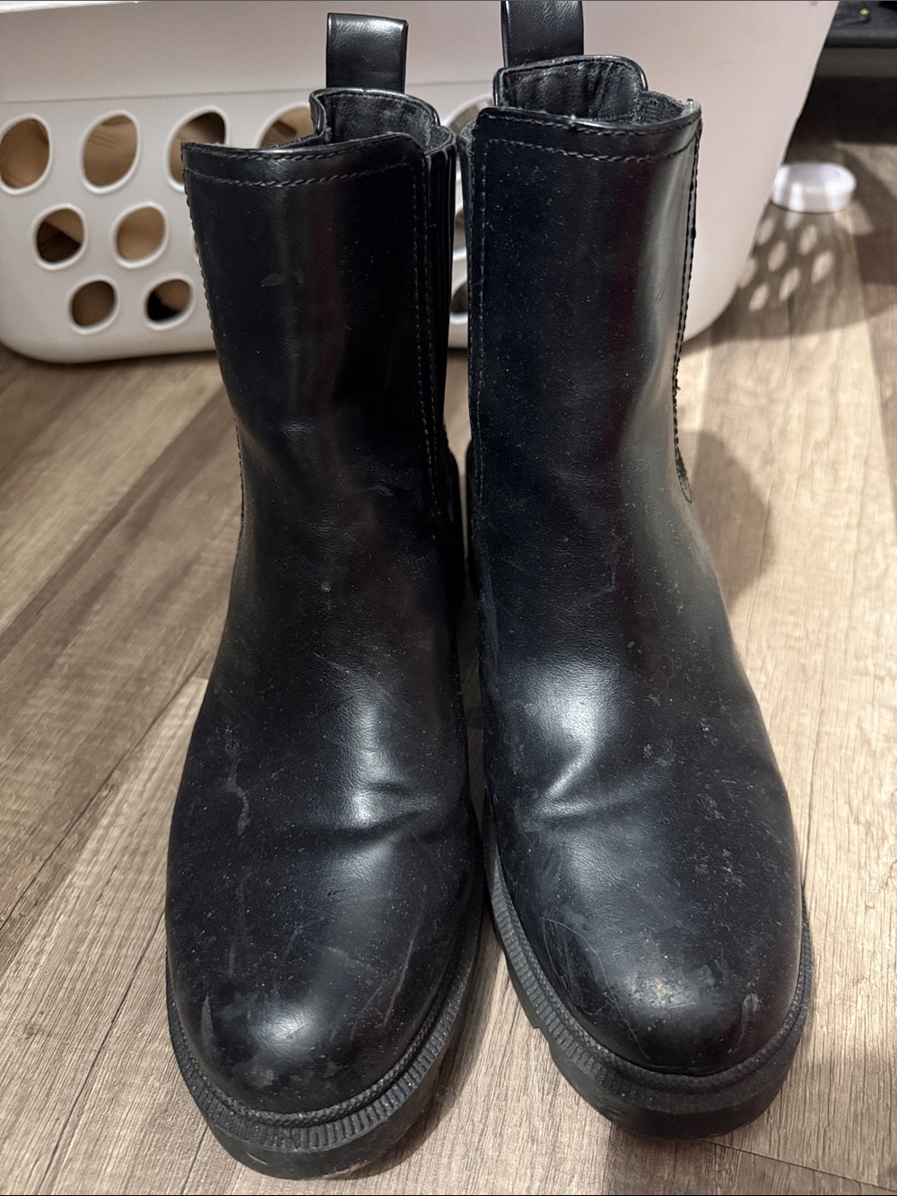 Black Women's Chelsea Combat Boots - Sleek Slip-On Moto Style